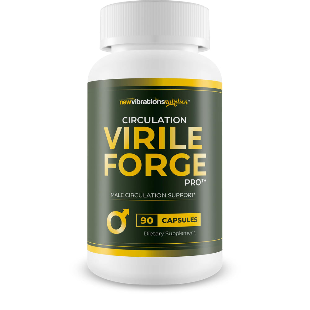 New Vibrations Nutrition Circulation Virile Forge Pro bottle for daily circulation support.