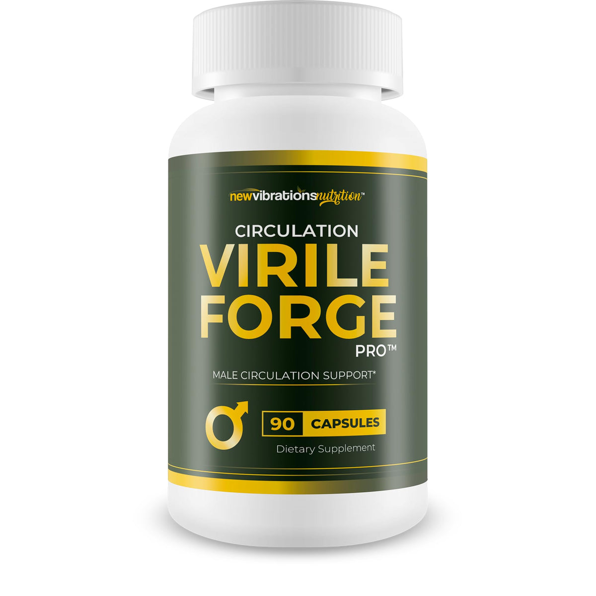 New Vibrations Nutrition Circulation Virile Forge Pro bottle for daily circulation support.