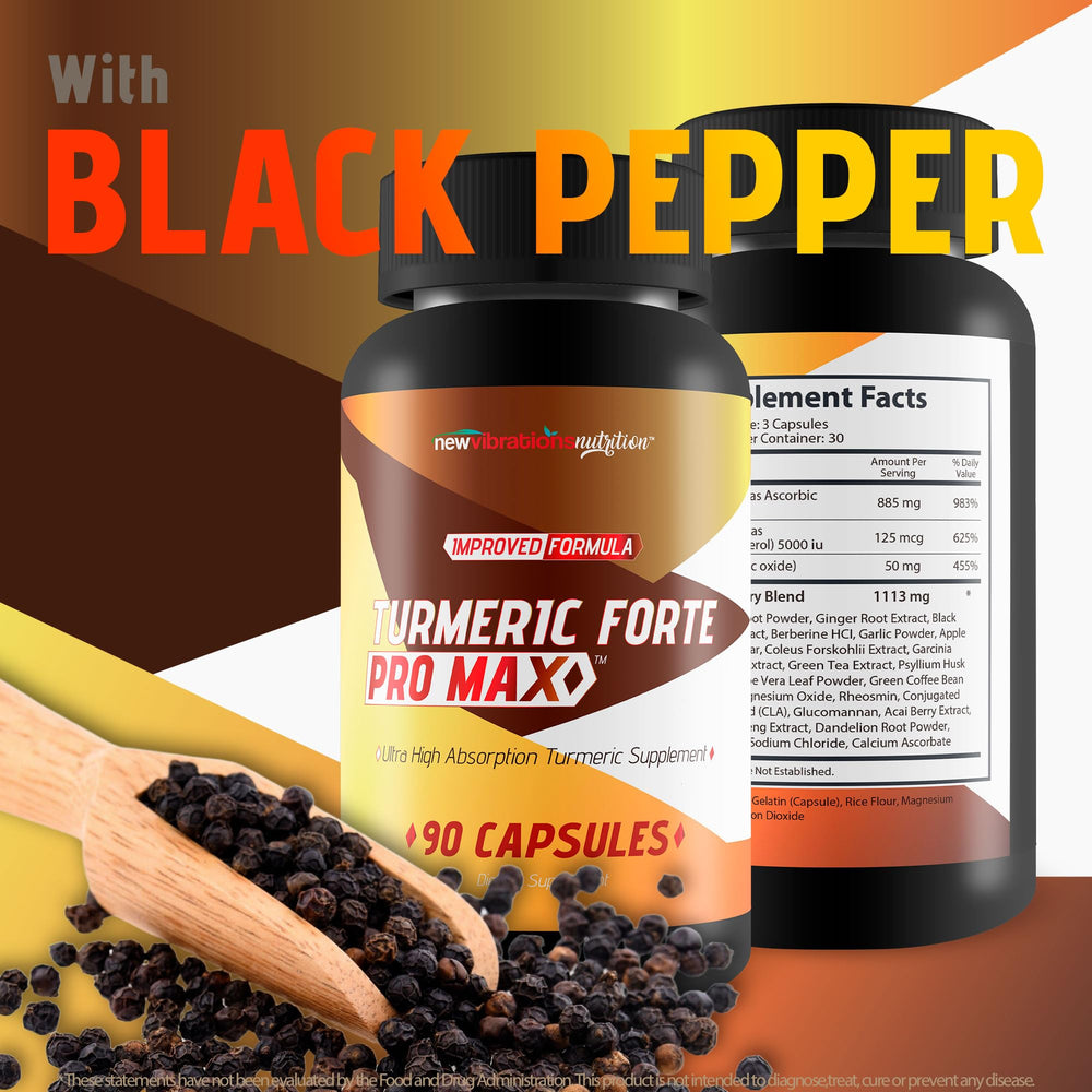 New Vibrations Nutrition Turmeric Forte Pro Max zinc and vitamin C capsule