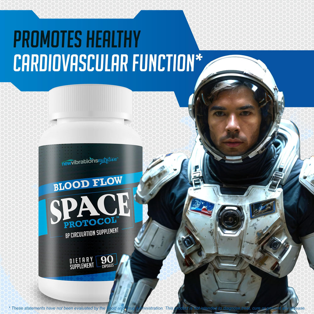 Product packaging highlights vascular wellness features in Space Protocol.