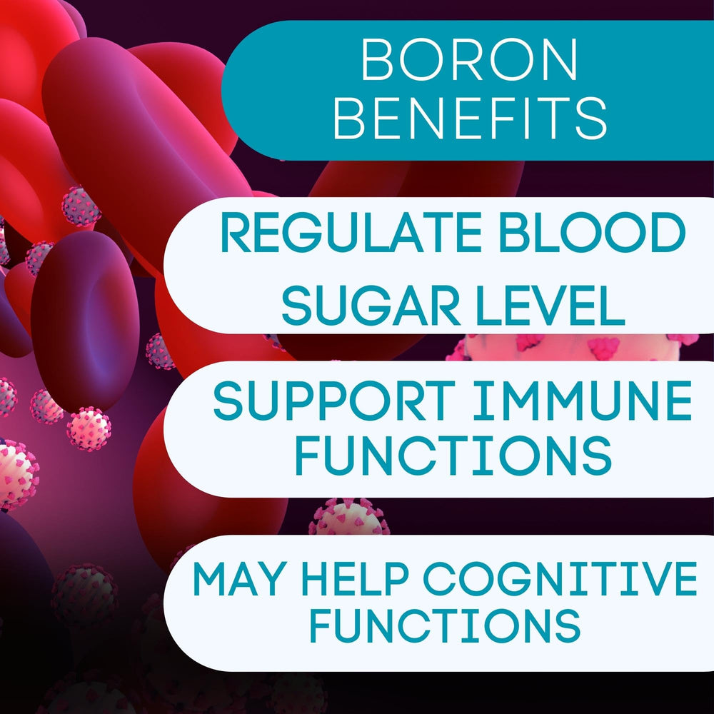 New World Health Boron mineral label close-up displaying 30 mg dosage.