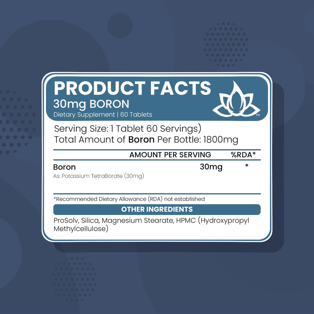 New World Health Boron mineral packaging on shelf as daily supplement.
