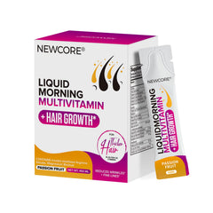 NEWCORE Liquid Multivitamin for Women bottle highlighting vegan formula for hair and skin health