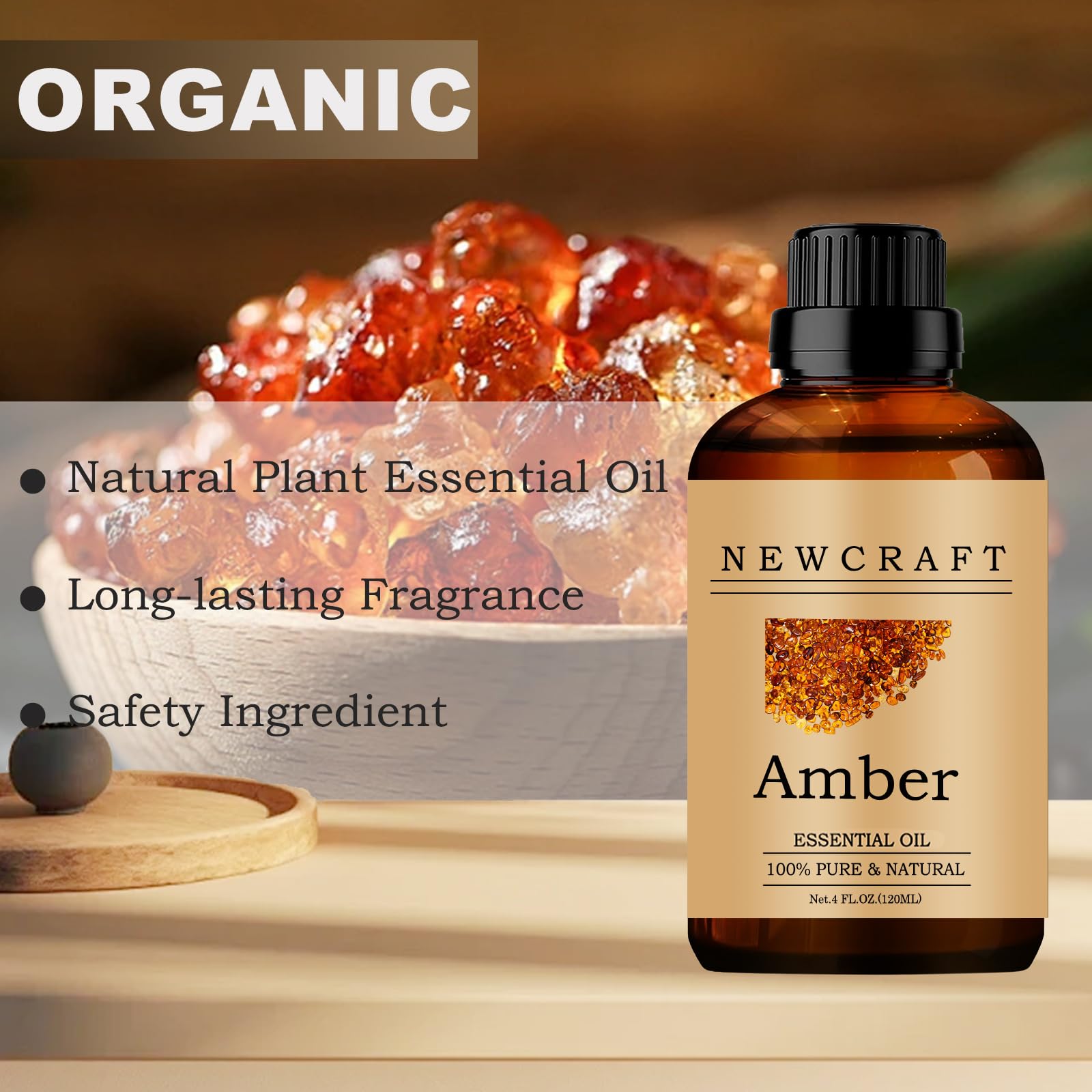 NewCraft Amber Essential Oils dropper for precise application in diffusers.