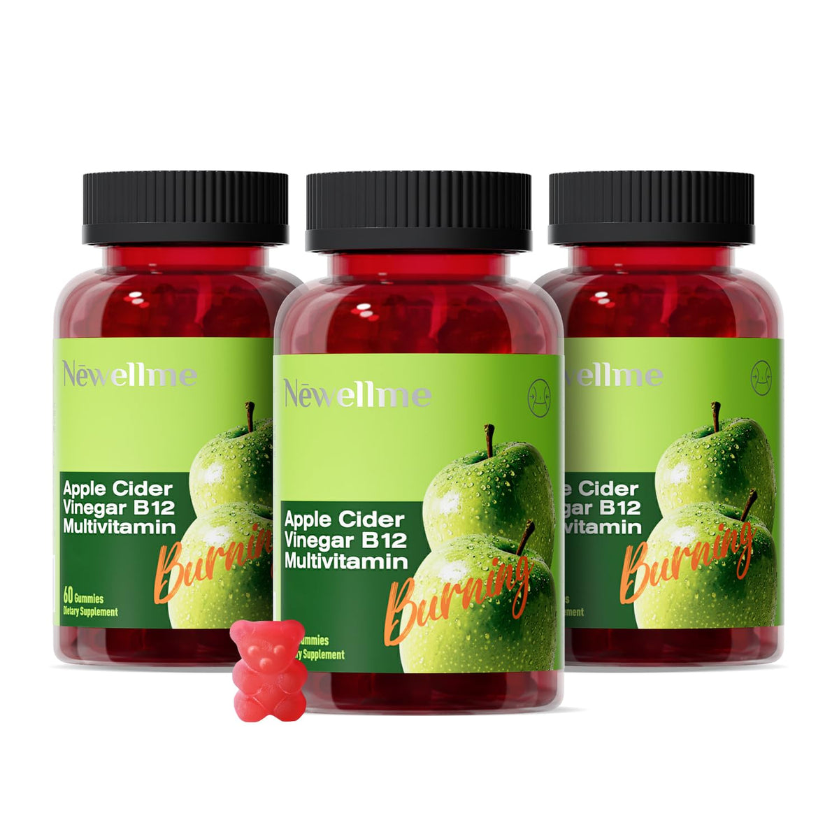 NEWELLME ACV gummies bottle with The Mother for gut support and natural energy.