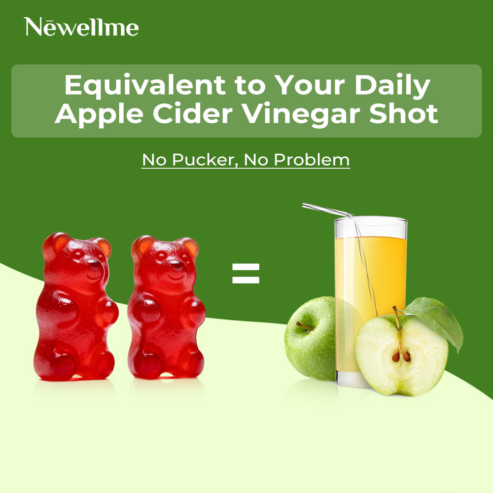NEWELLME ACV Gummies gluten-free and gelatin-free packaging close-up