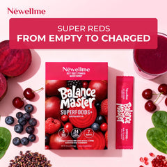 NEWELLME Balance Master Super Reds stick packs for on-the-go nutrition and hydration