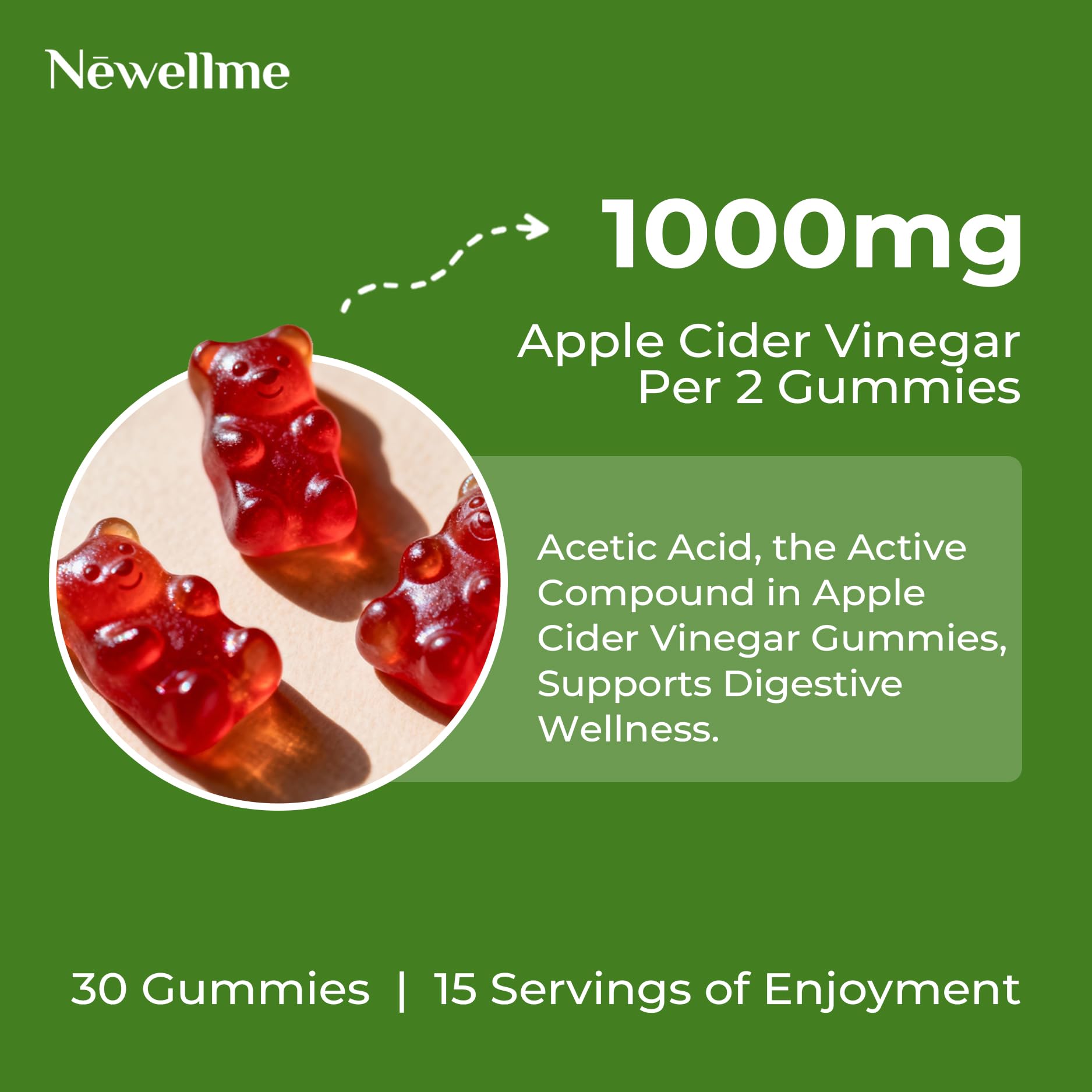 NEWELLME Fruit-flavored gummies close-up showcasing natural flavor without sugar.