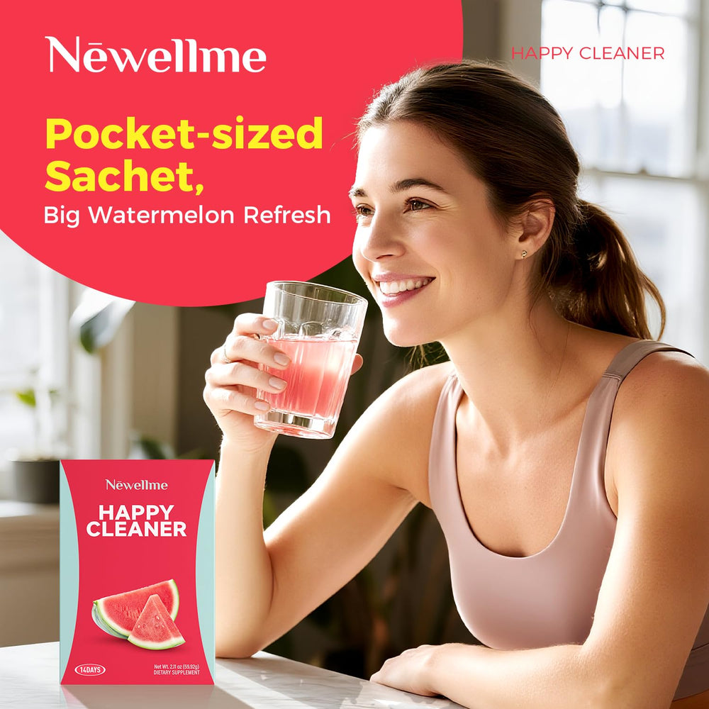 NEWELLME Happy Cleaner Super Greens Ingredients list includes chlorella and spirulina