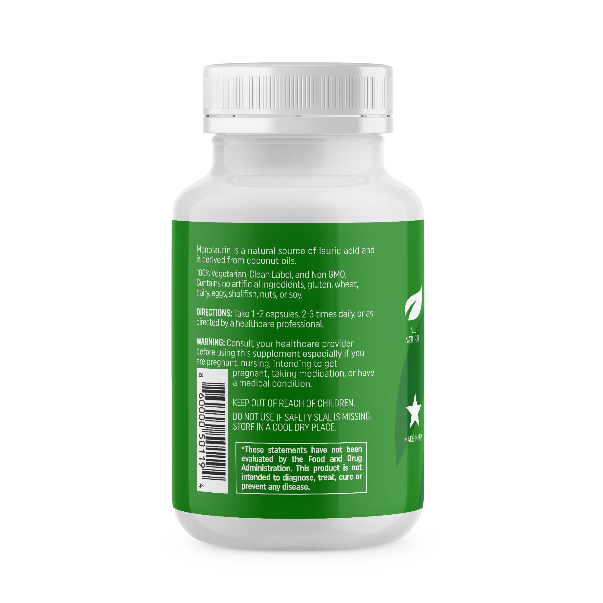 NewLife Naturals Monolaurin capsules ready to swallow for daily wellness.
