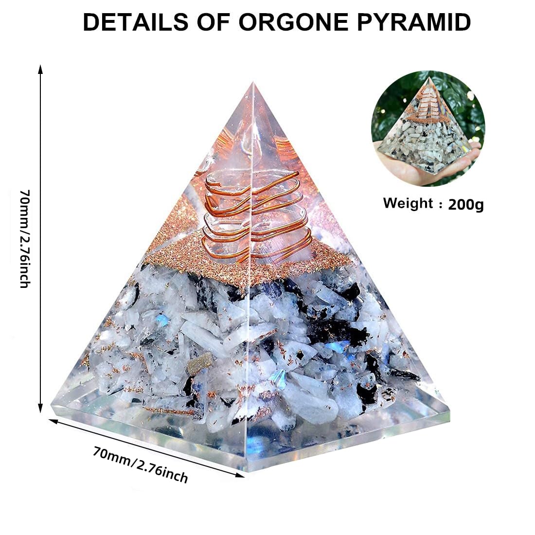NewMainOne orgonite pyramid close-up shows portable energy balance for on-the-go spaces.