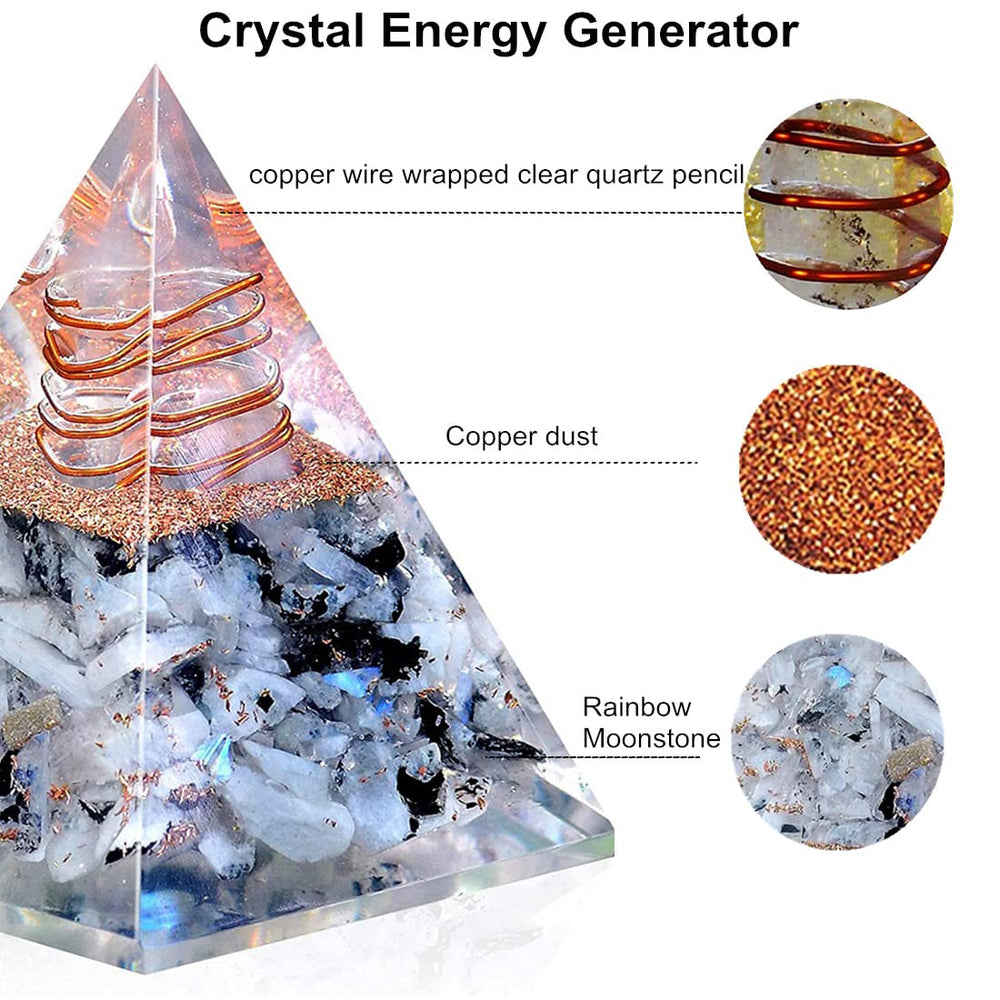 NewMainOne pyramid rainbow moonstone detail promotes calm focus during study or work.