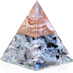 NewMainOne orgonite pyramid with rainbow moonstone brings balanced energy to your living space.