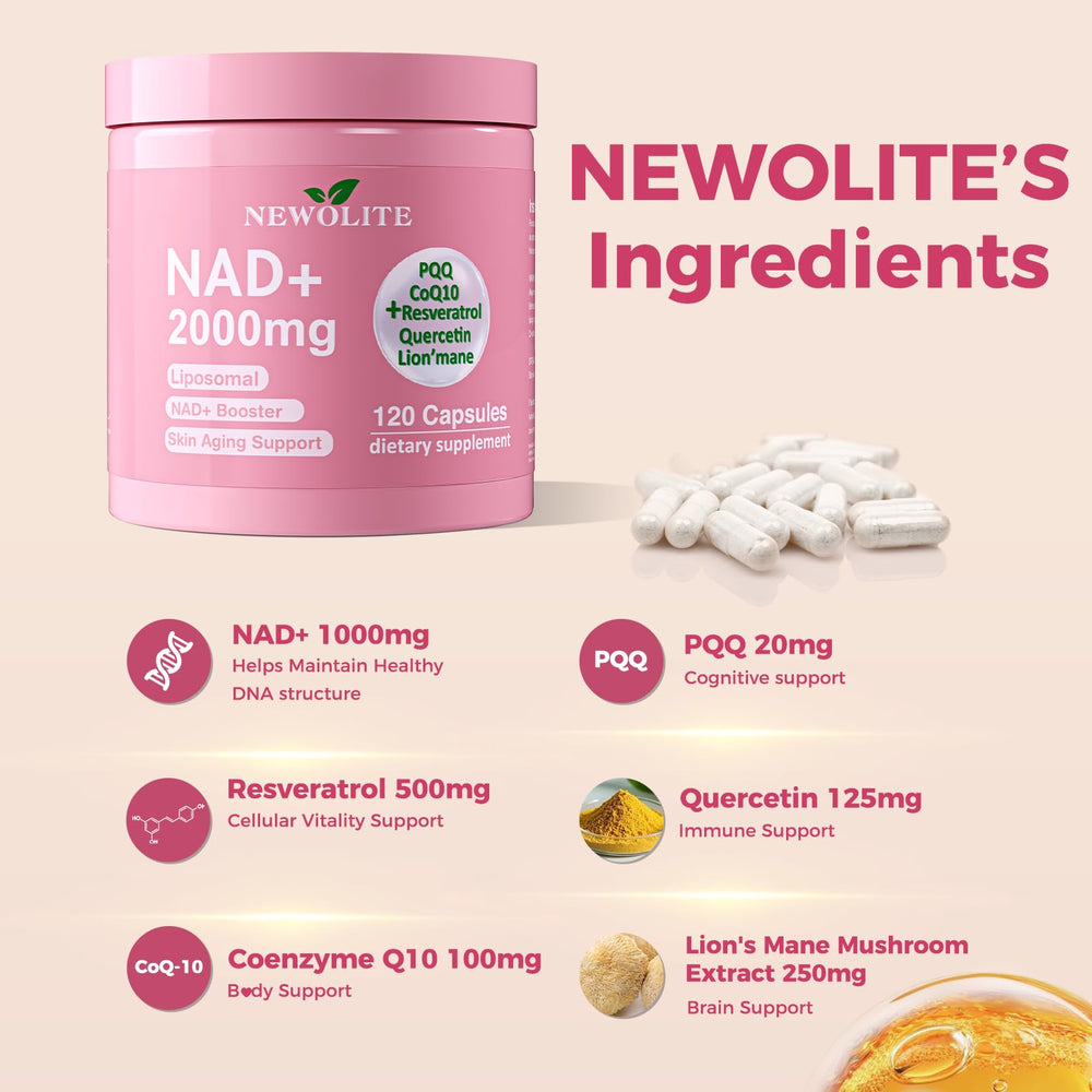 NEWOLITE NAD+ capsules close-up for easy daily intake.