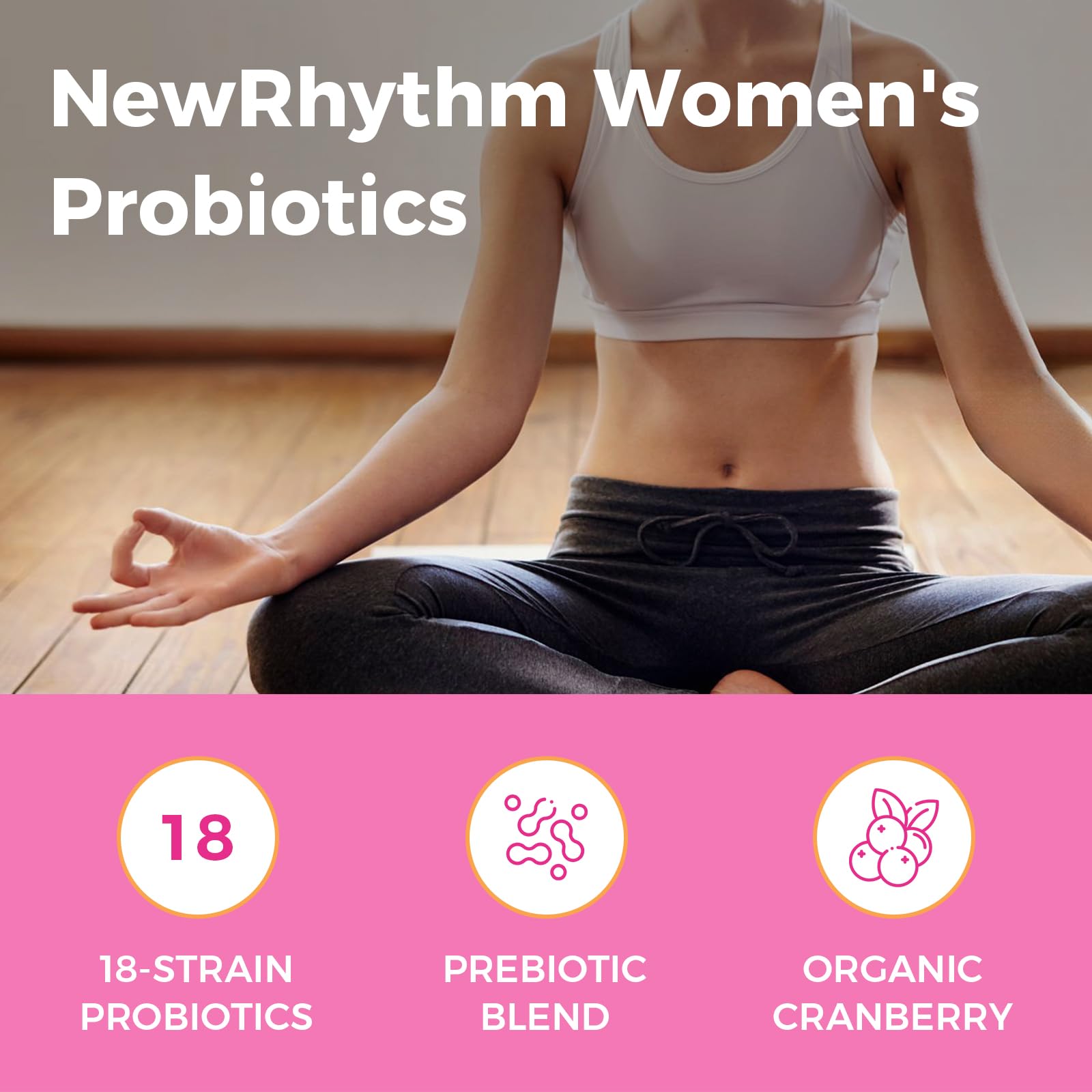 NewRhythm probiotics capsules close-up for everyday use.