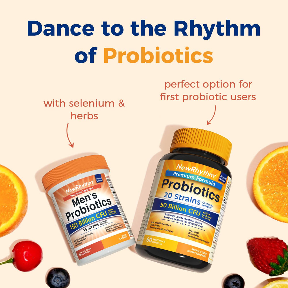 Made in New York label visible on NewRhythm Probiotics for Men packaging