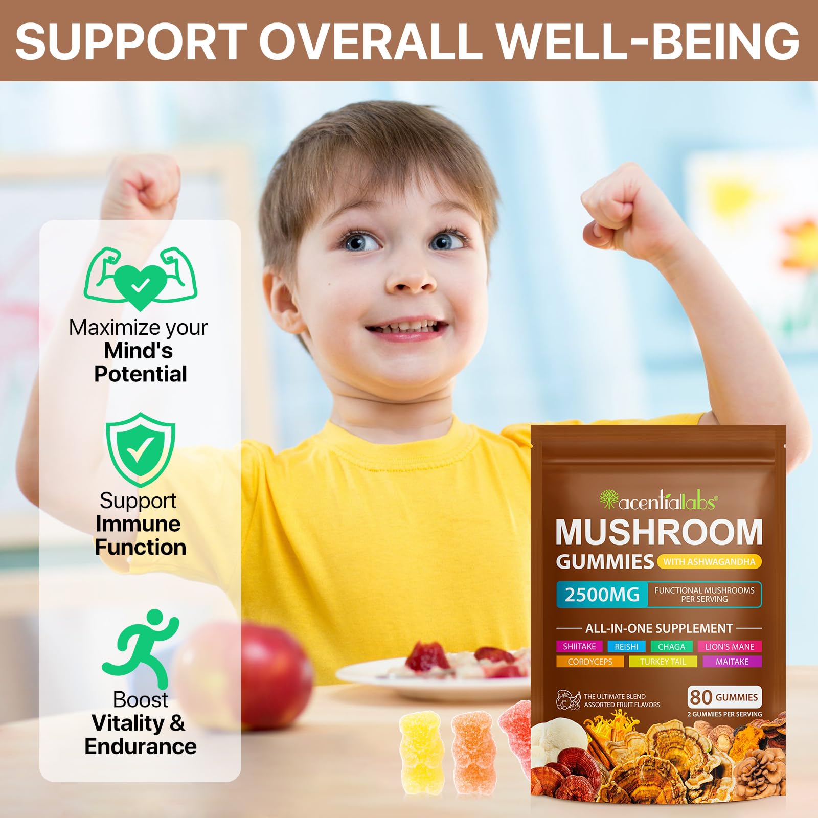 Newseel Lions Mane Gummies on shelf emphasizing everyday wellness and focus.