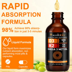 newseel D3 K2 dropper pouring into a glass for easy supplementation
