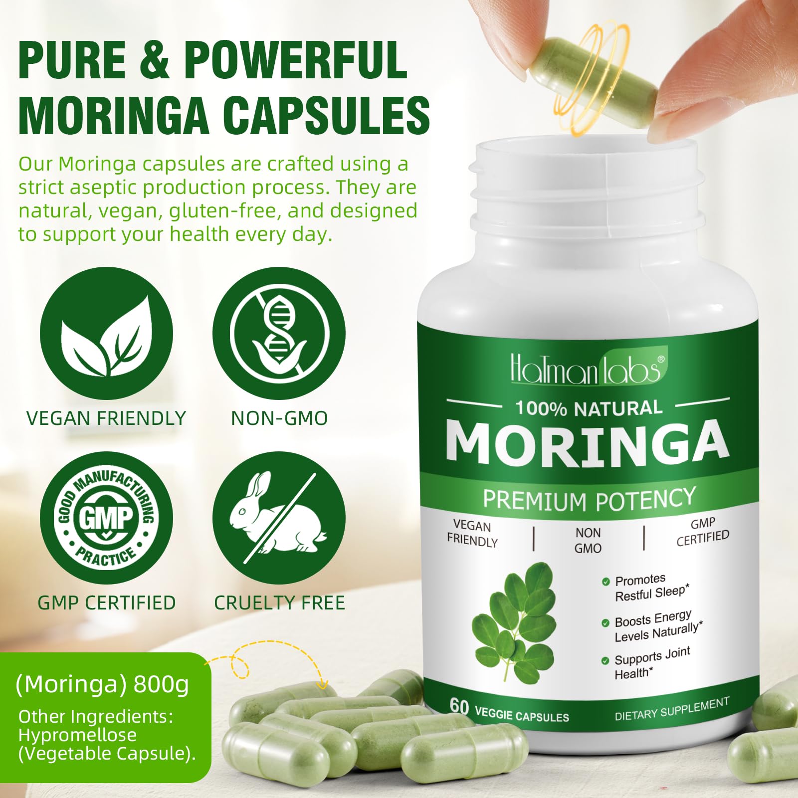 Newseel Moringa Capsules morning routine scene implies steady daily energy.