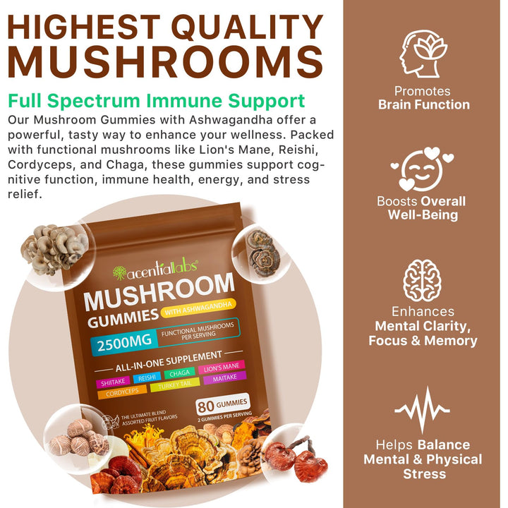 newseel mushroom complex gummies closeup highlighting natural ingredients supporting cognitive function