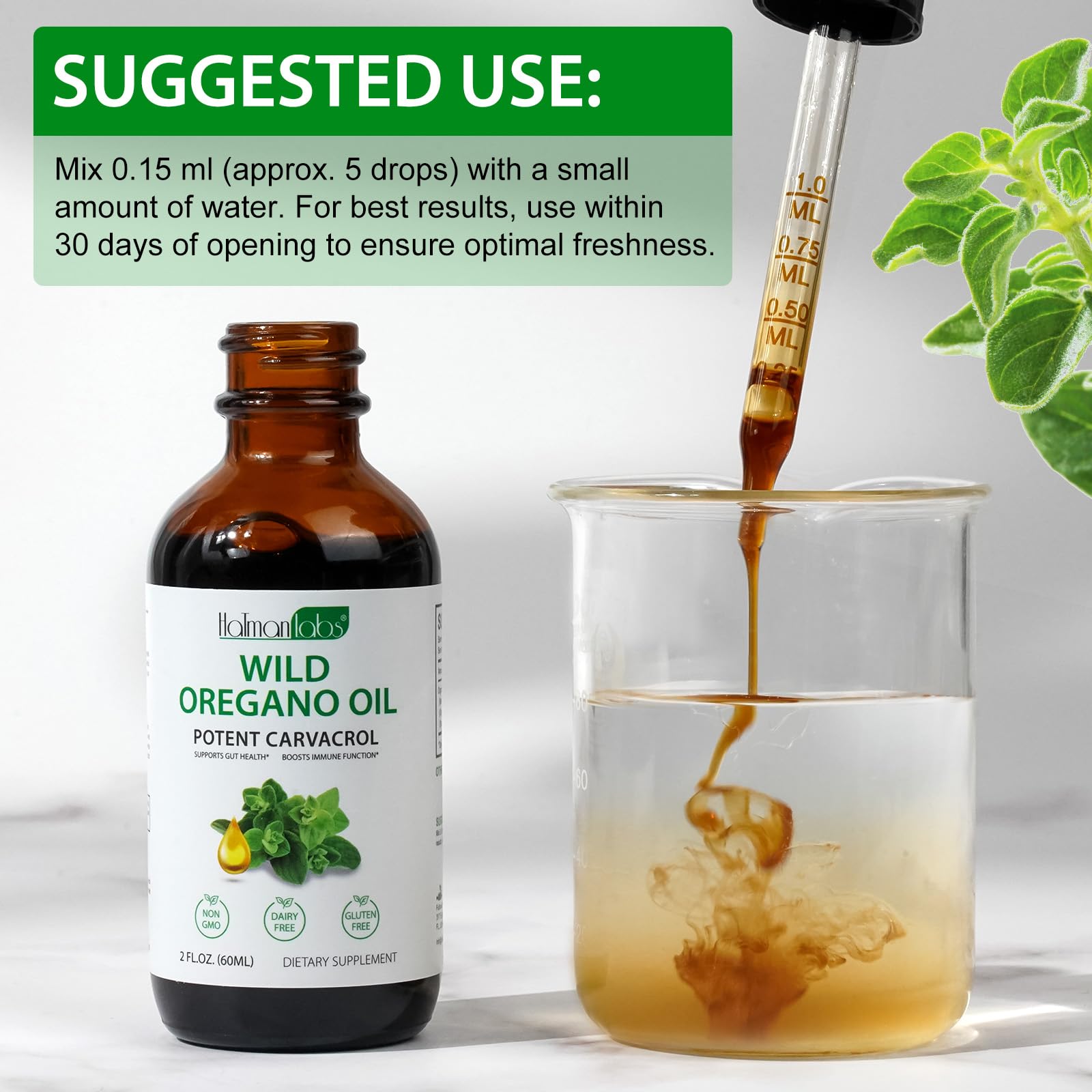 newseel oregano oil drops drops in water show simple mixing