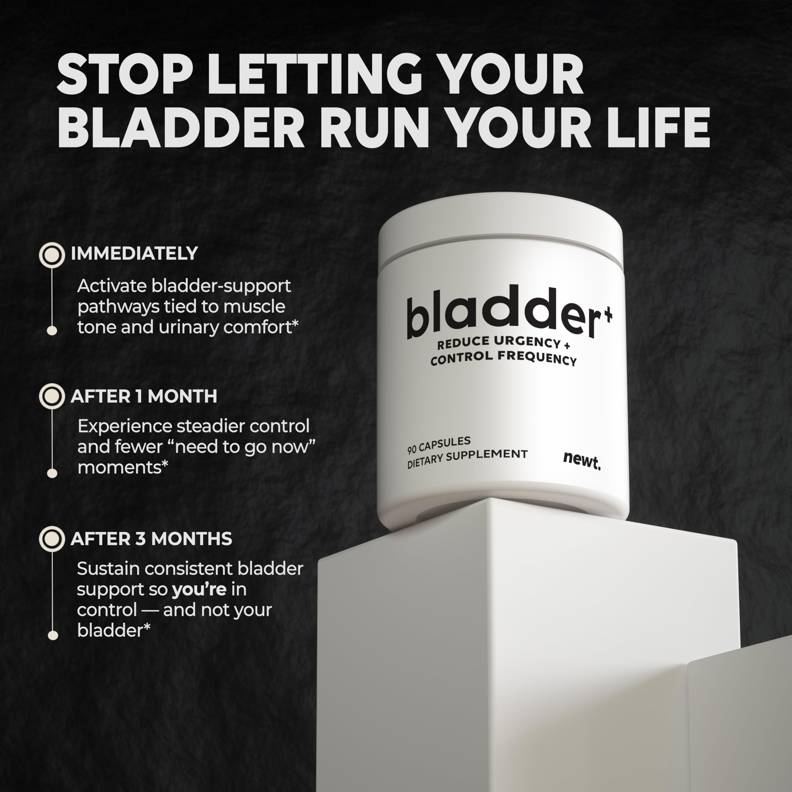 Newt Bladder Plus capsules ready for daily bladder control and comfort.