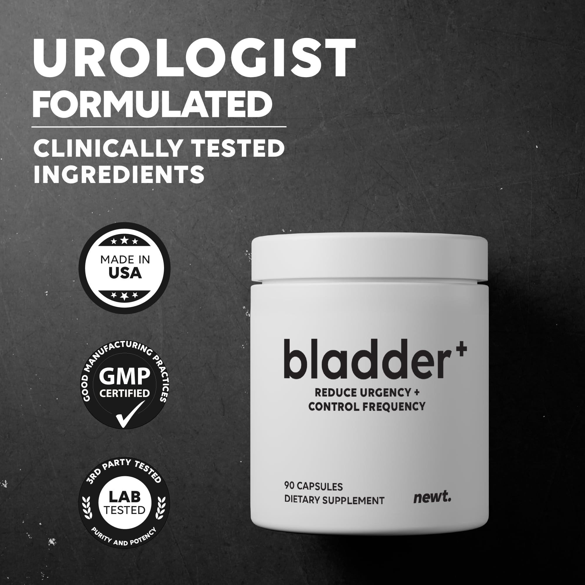 Newt Bladder Plus label highlighting key ingredients for urinary health.