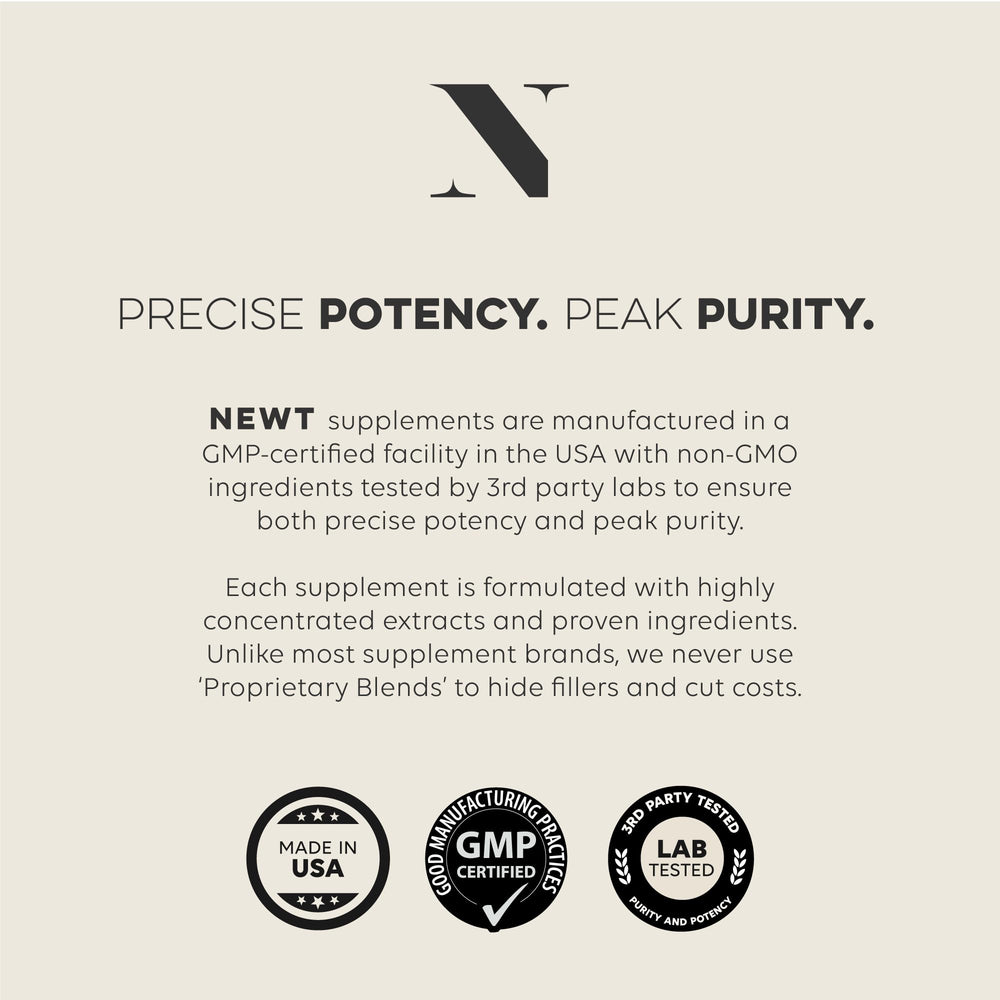 Newt GloWhite bottle on vanity implies discreet, everyday skin support.