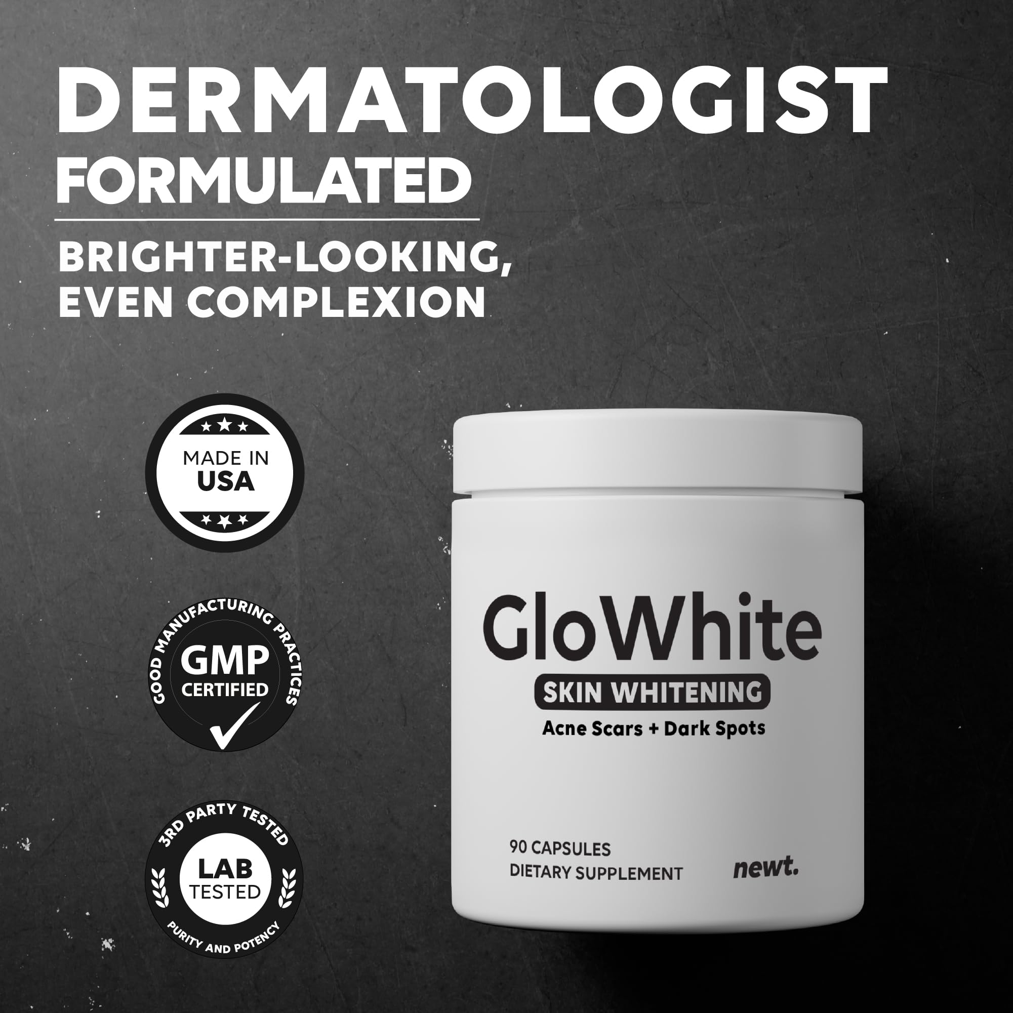 Daily-dose view of Newt GloWhite pills suggesting easy routine use.