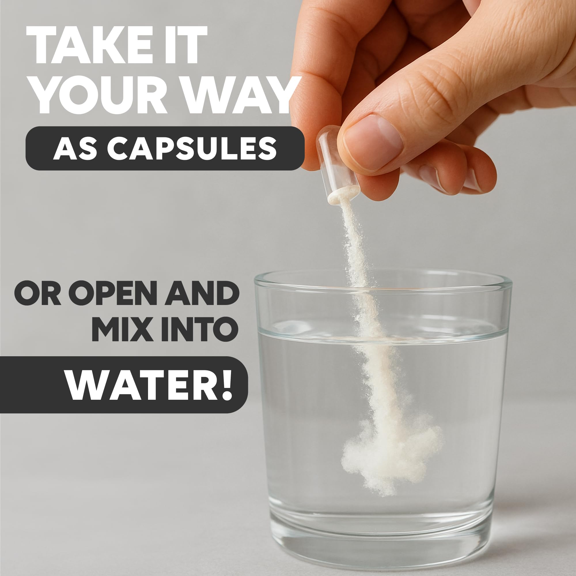 Newt GloWhite pills with water glass highlight convenient daily intake.