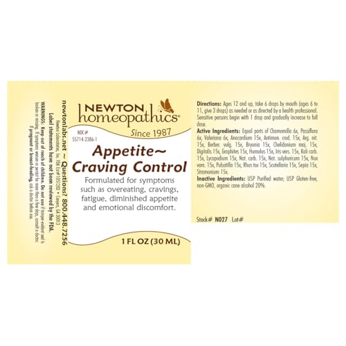 Newton Homeopathics Appetite Craving Control dropper enabling precise, easy dosing.