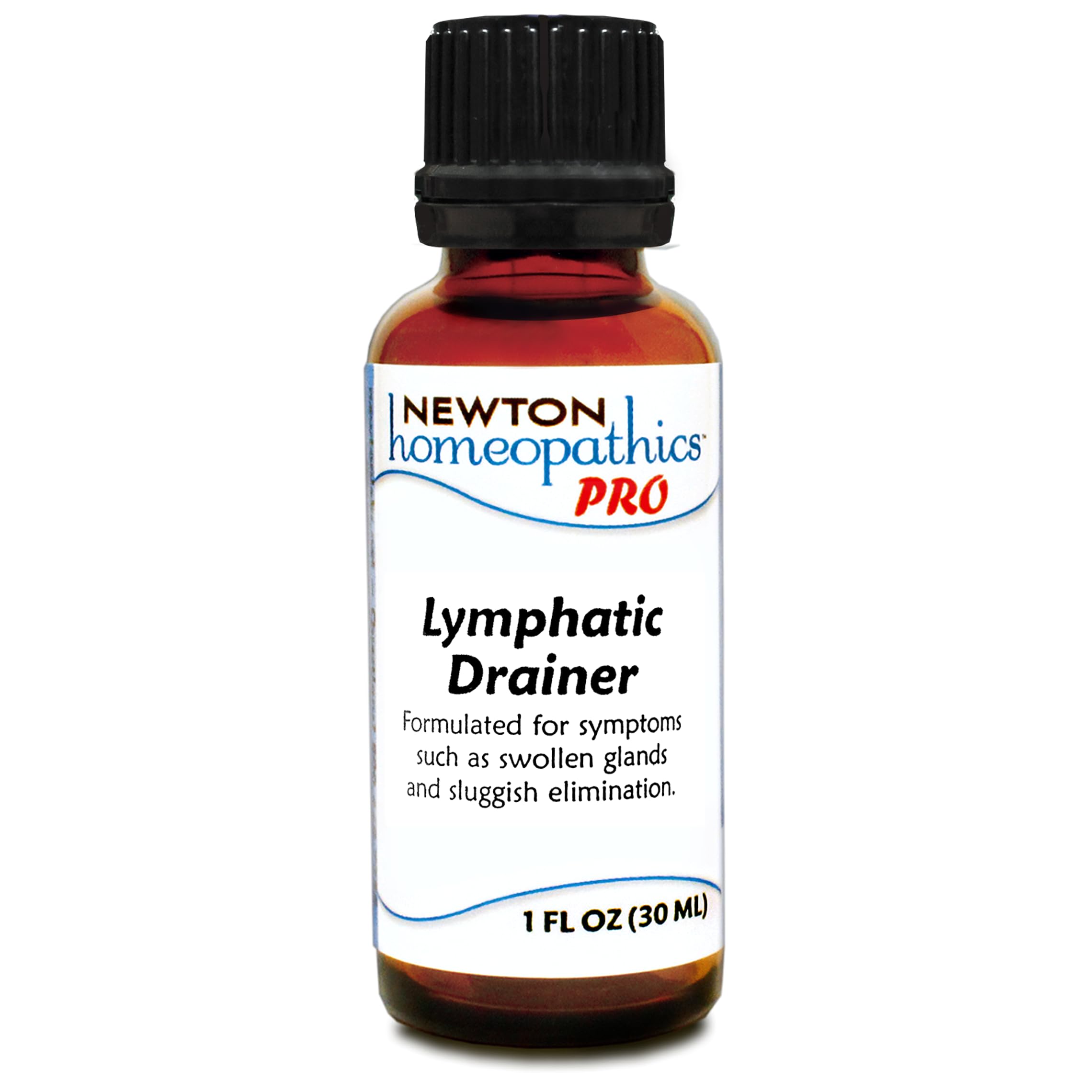 Newton RX PRO Lymphatic Drainer 1oz bottle label highlighting the herbal blend for lymphatic support.