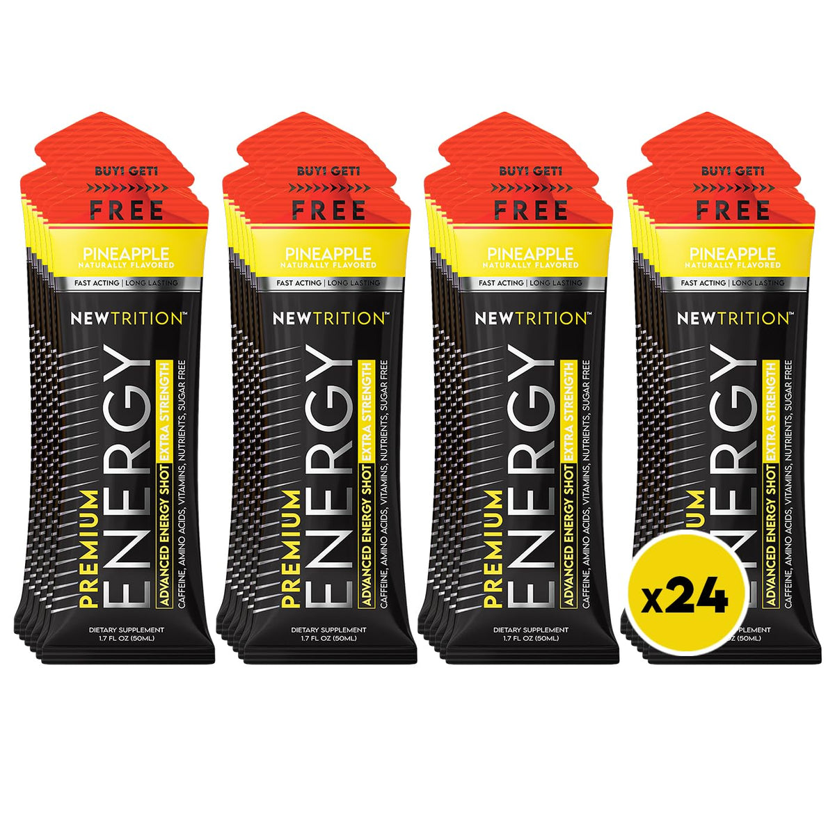 NewTrition Pineapple bottle of extra strength energy shot for quick focus and alertness