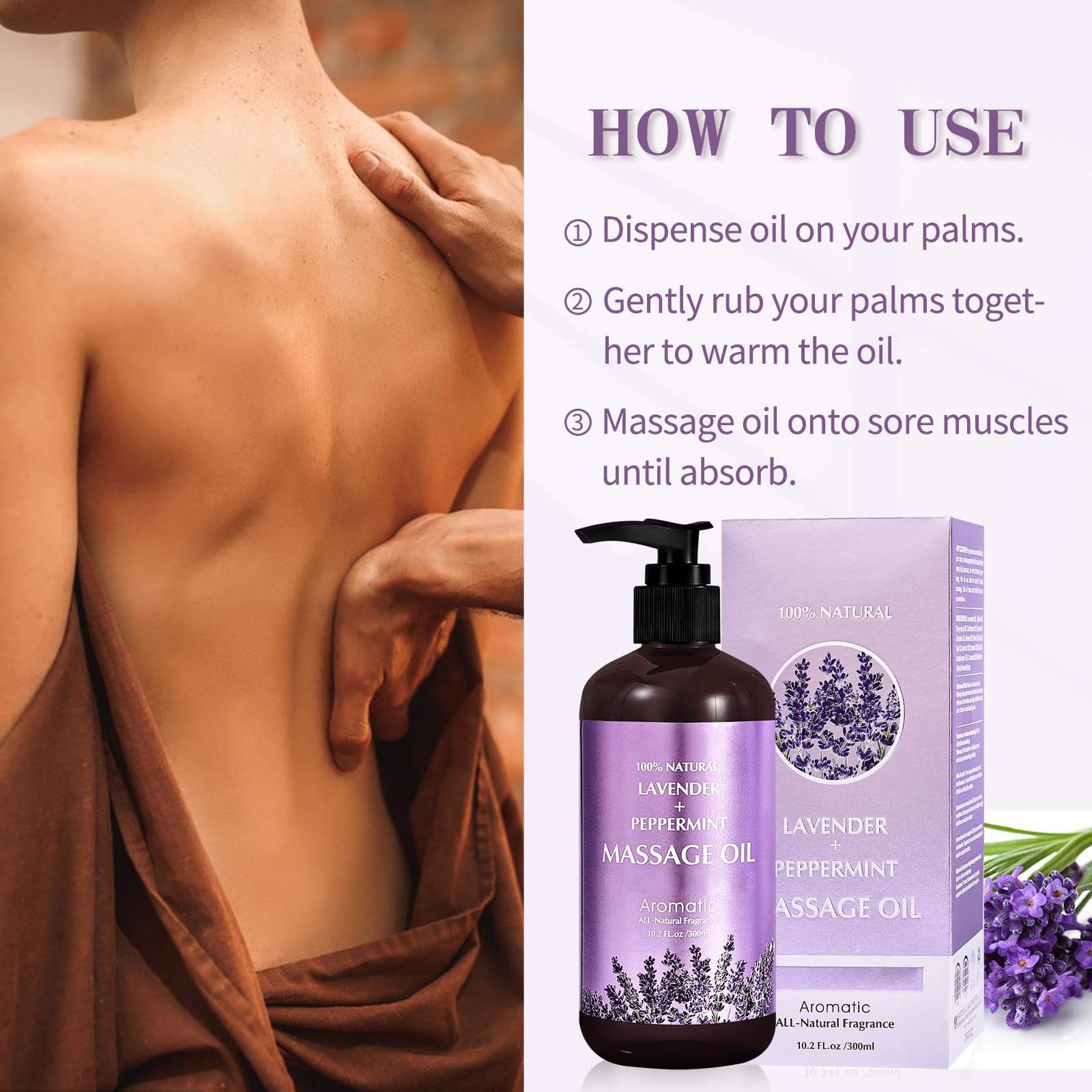 Home use setup with Newvenper Lavender Massage Oil for self-care routines.