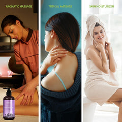 Close-up of natural ingredients in Newvenper Lavender Massage Oil.