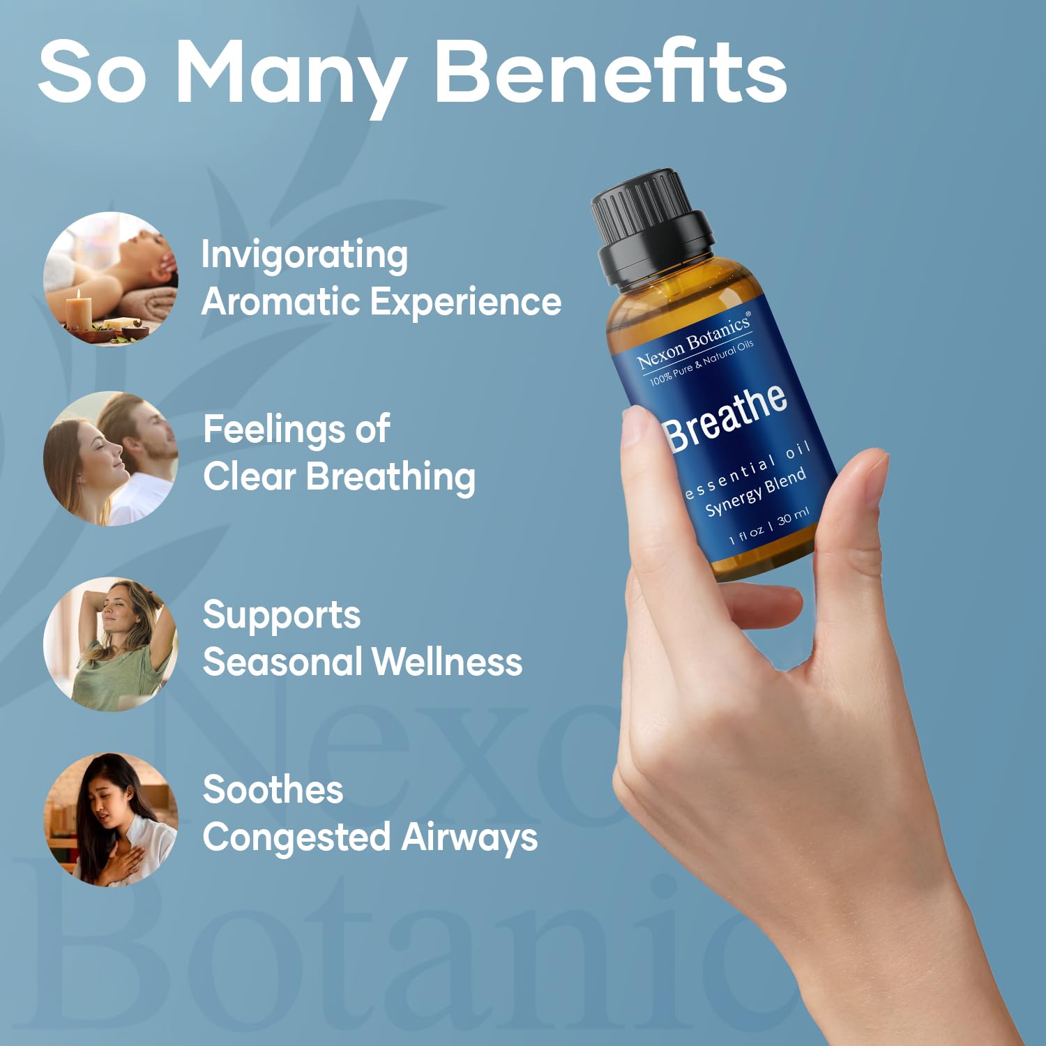 Nexon Botanics Breathe daily-aromatherapy for clearer breathing ambiance.