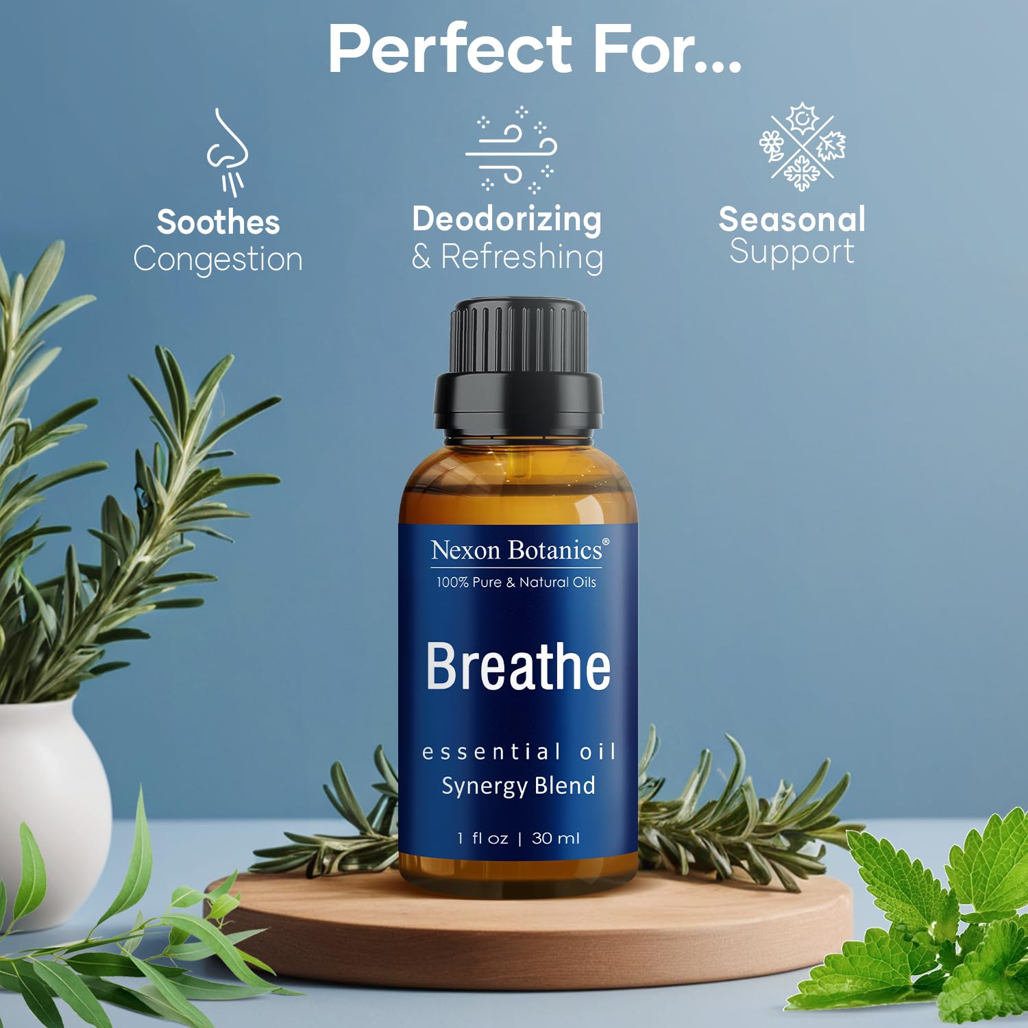 Nexon Botanics Breathe diffuser-mist for room refresh and aromatherapy.