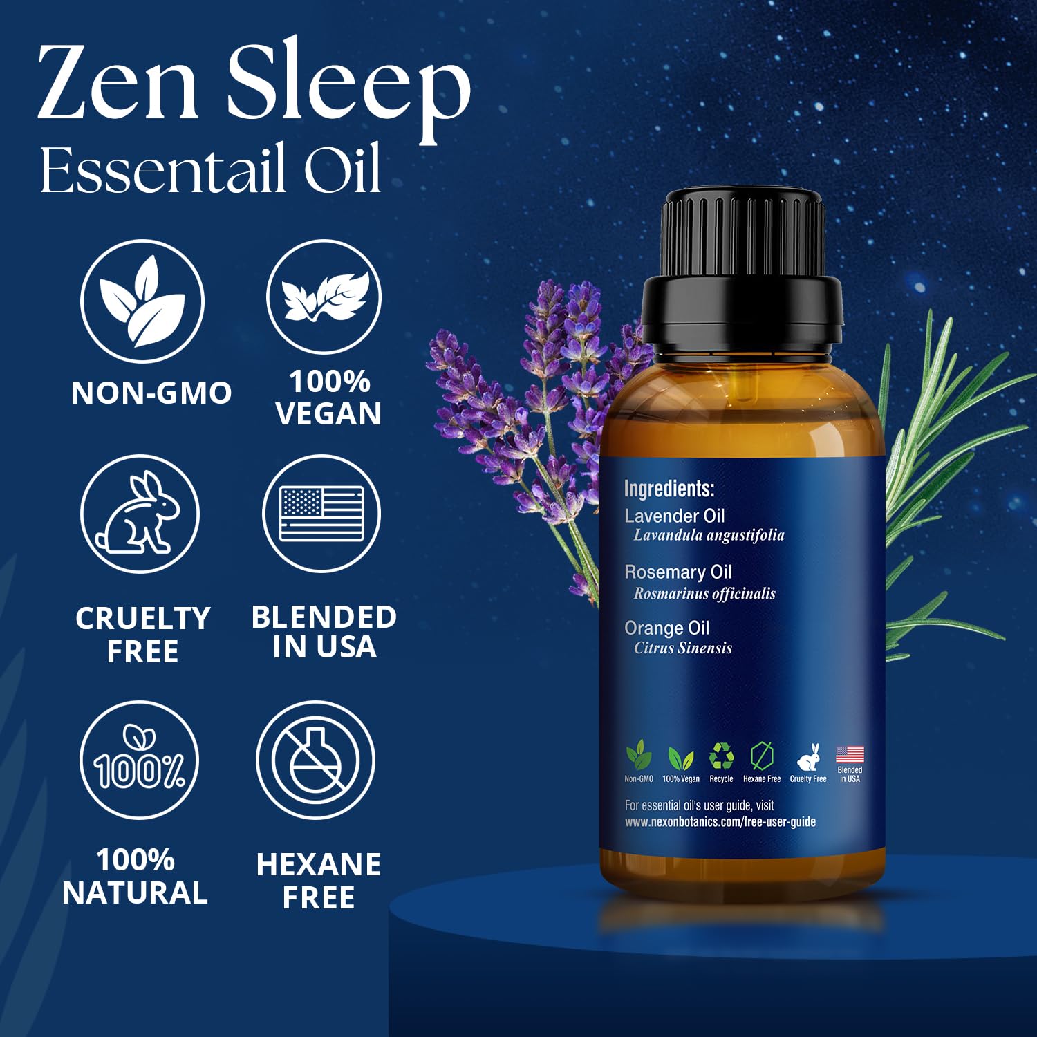 Nexon Botanics Zen Sleep massage oil after dilution on skin.