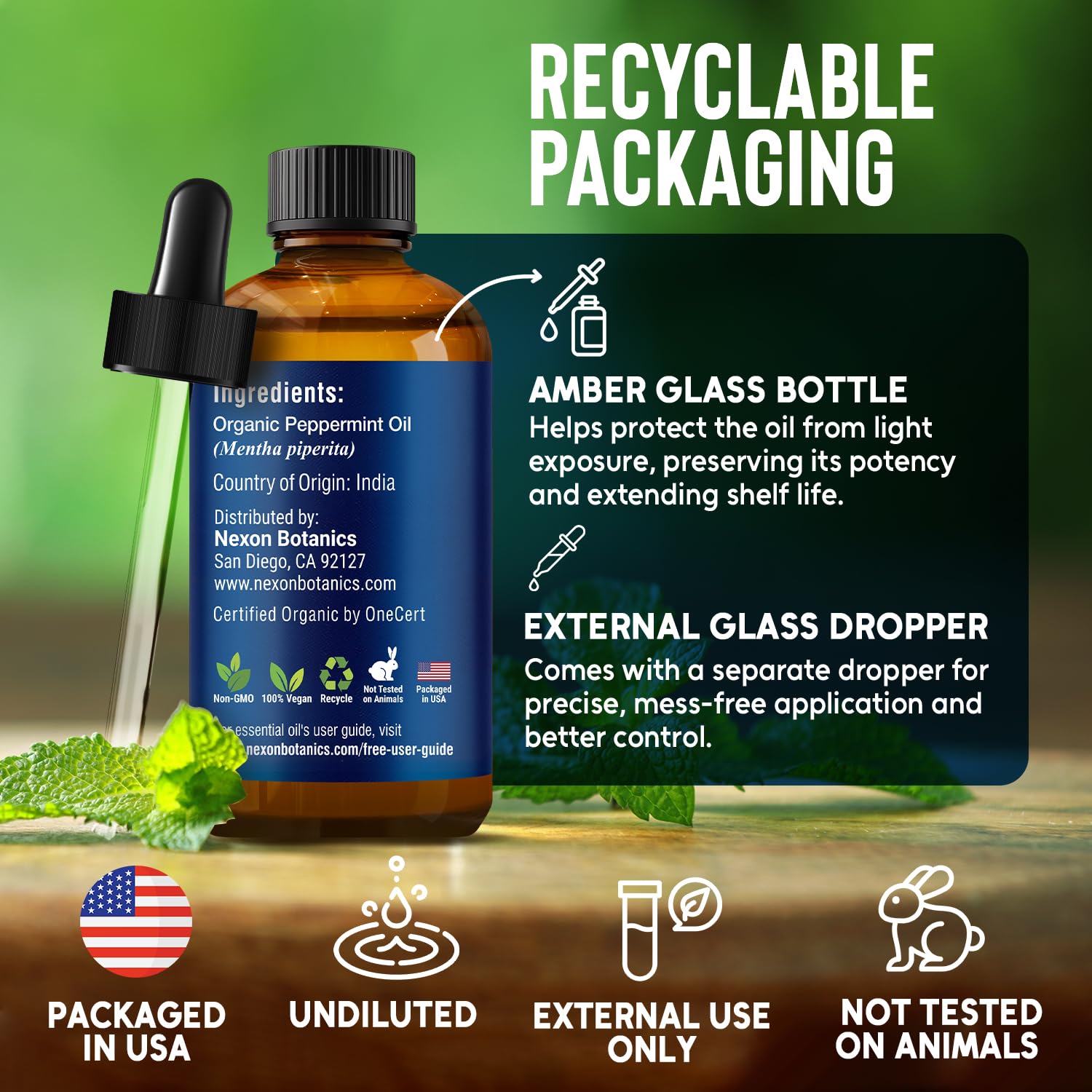 Nexon Botanics Peppermint Oil blended into hair care routines.