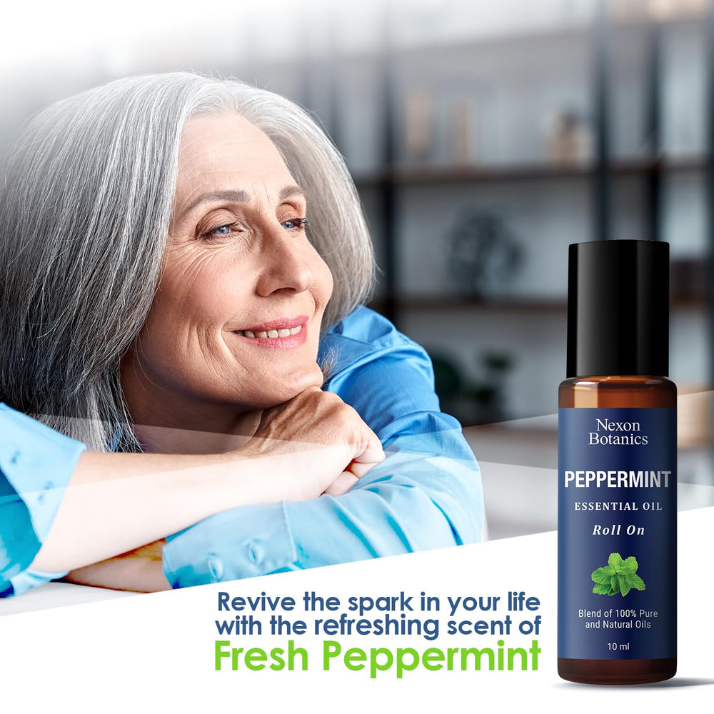 Close-up of Nexon Botanics peppermint roll-on cap highlighting portable design