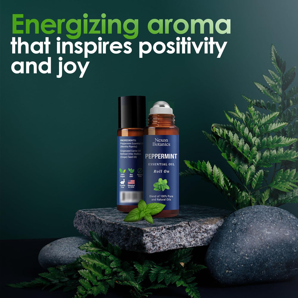 Nexon Botanics peppermint roll-on packaging shows prediluted natural oil