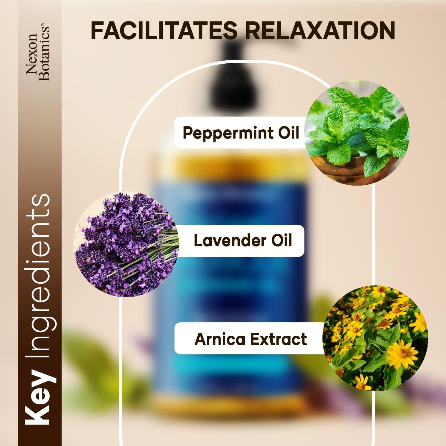 Nexon Botanics massage oil applied to skin during session