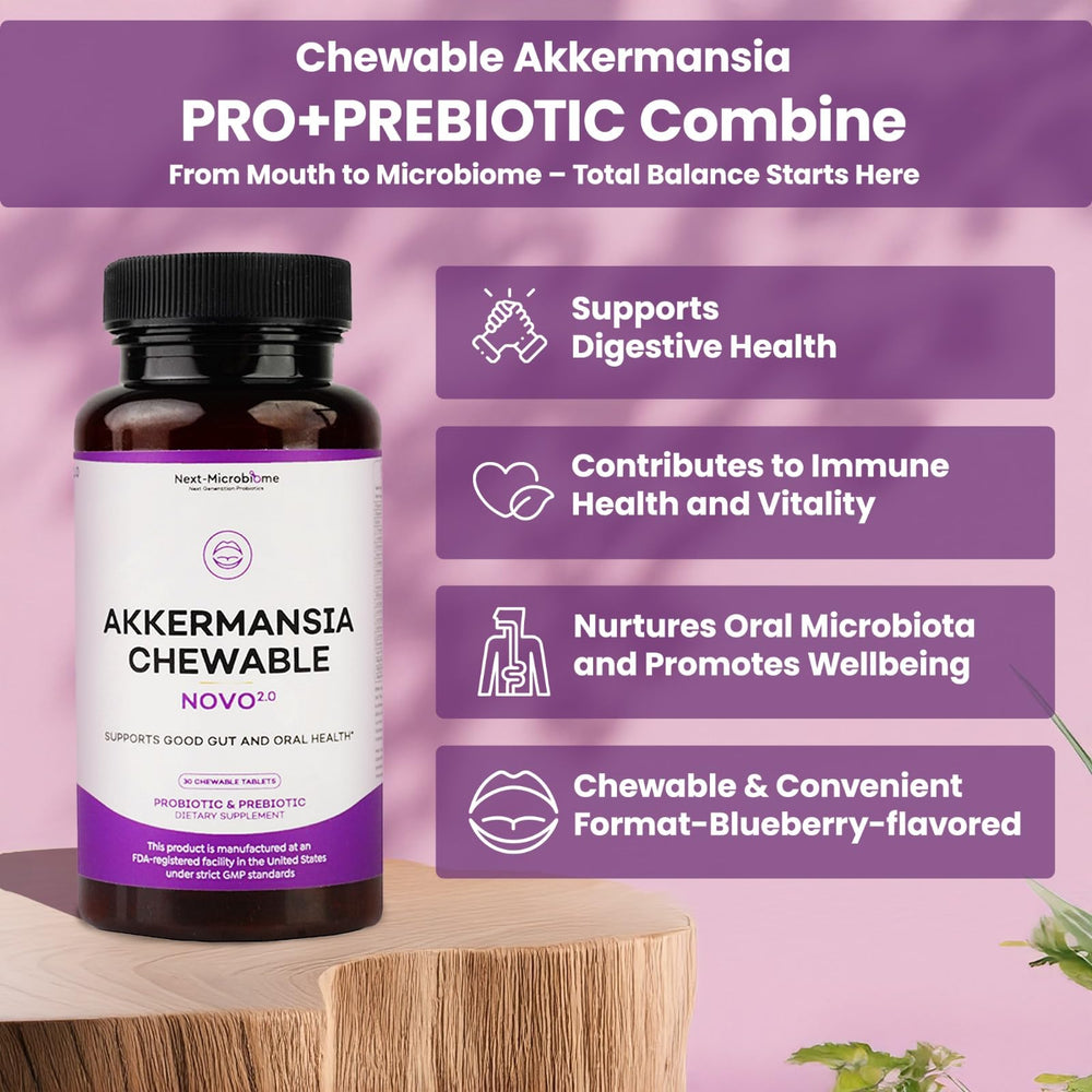 NEXT-MICROBIOME NOVO 2.0 packaging open reveals premium ingredient blend.