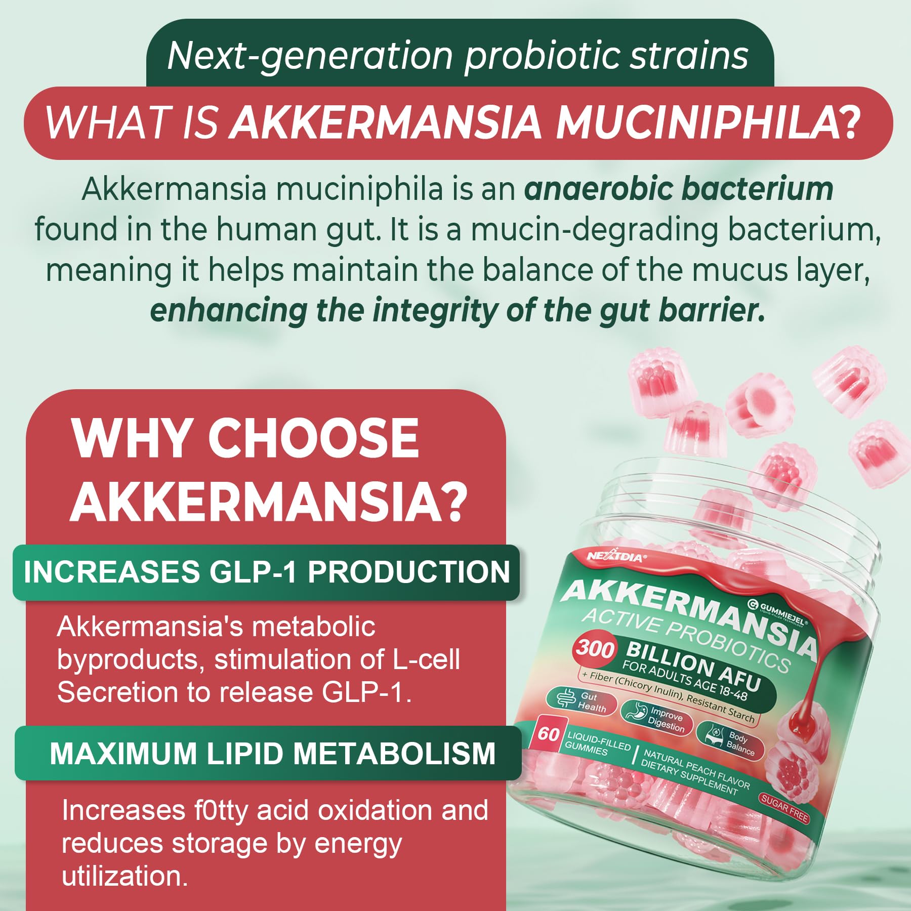 Gummies close-up with peach hue emphasizing polyphenol blend for digestive balance