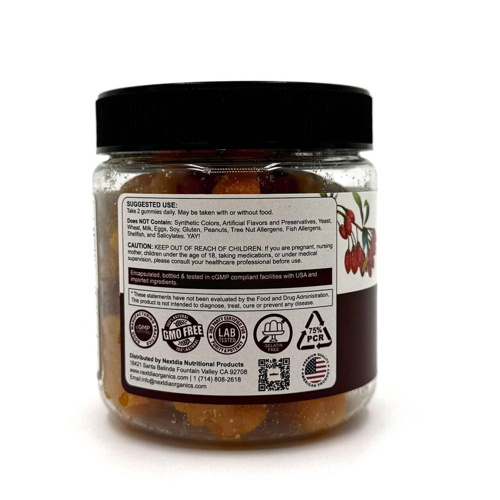 Vegan-friendly badge on Nextdia Berberine Gummies box emphasizing plant-based formula