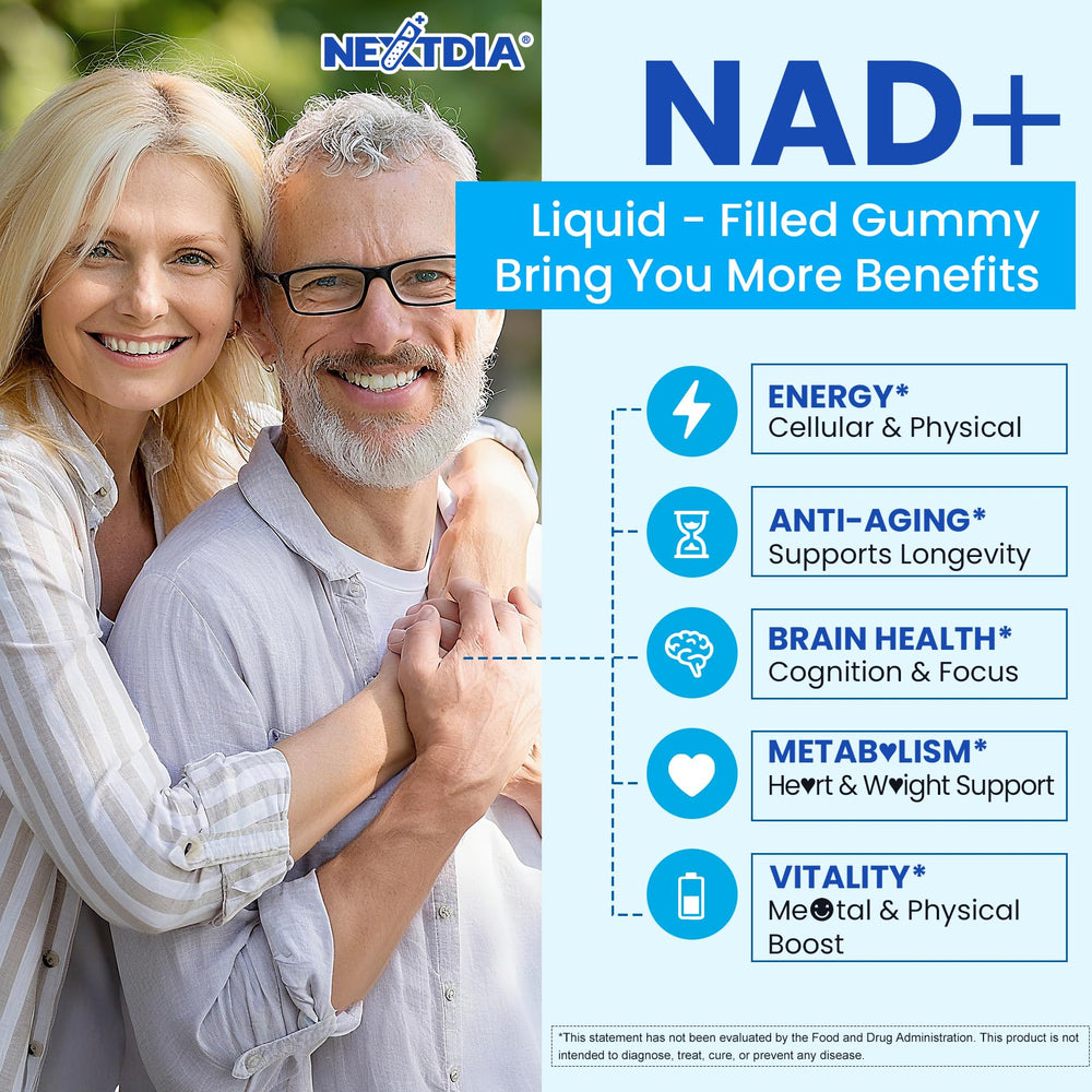 Blueberry-flavored Nextdia Nad+ Gummies emphasizing natural taste
