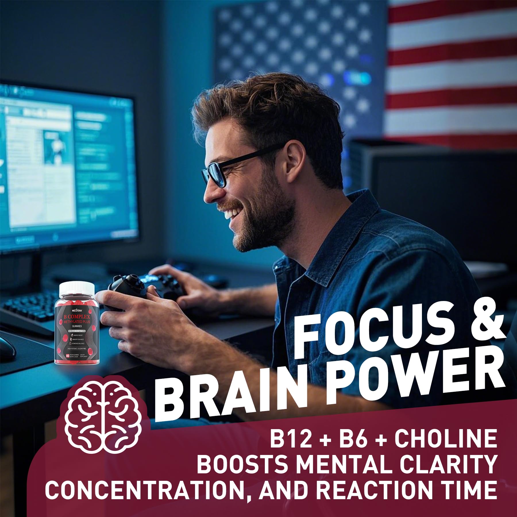 Nextdia Brain & Mood Gummies inner bottle demonstrates 120-count packaging option.