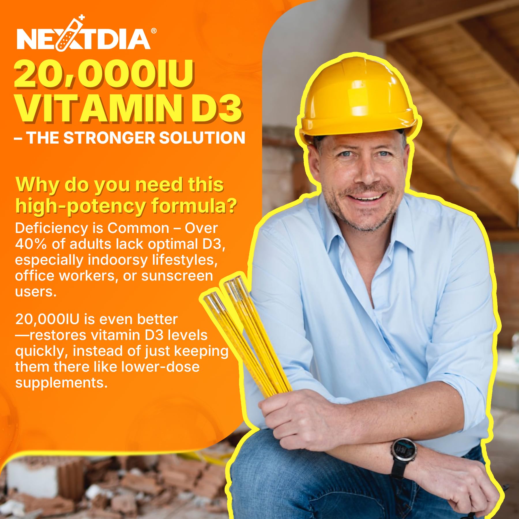 Organic coconut oil detail indicating absorption aid in Nextdia supplement.