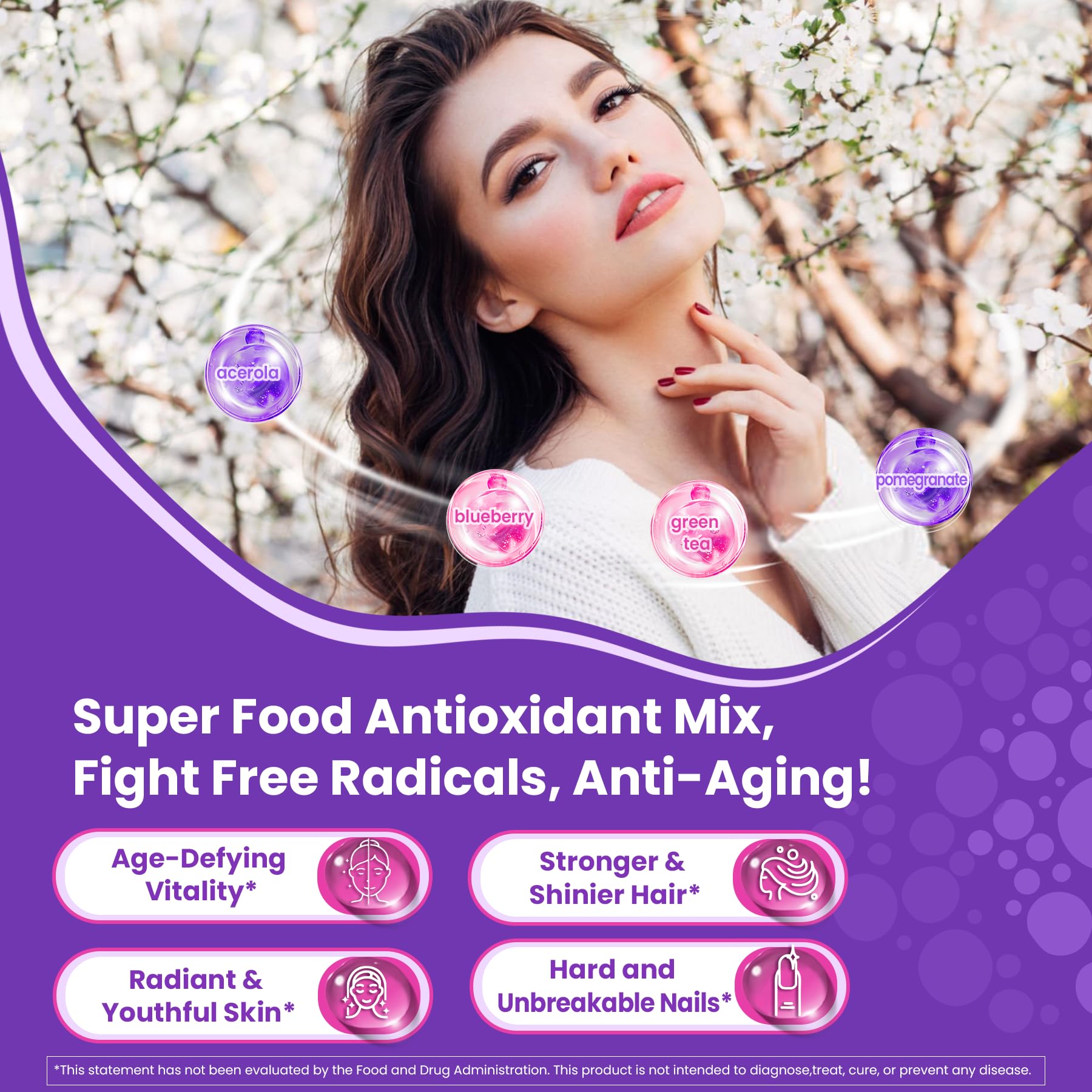 Nextdia Collagen Gummies ingredient visual with antioxidant blend and enzymes