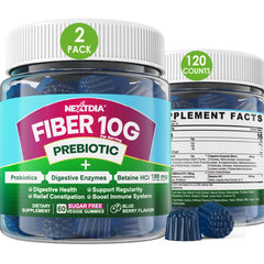 Nextdia Fiber Gummies for Adults bottle front showing 120 count for digestive support
